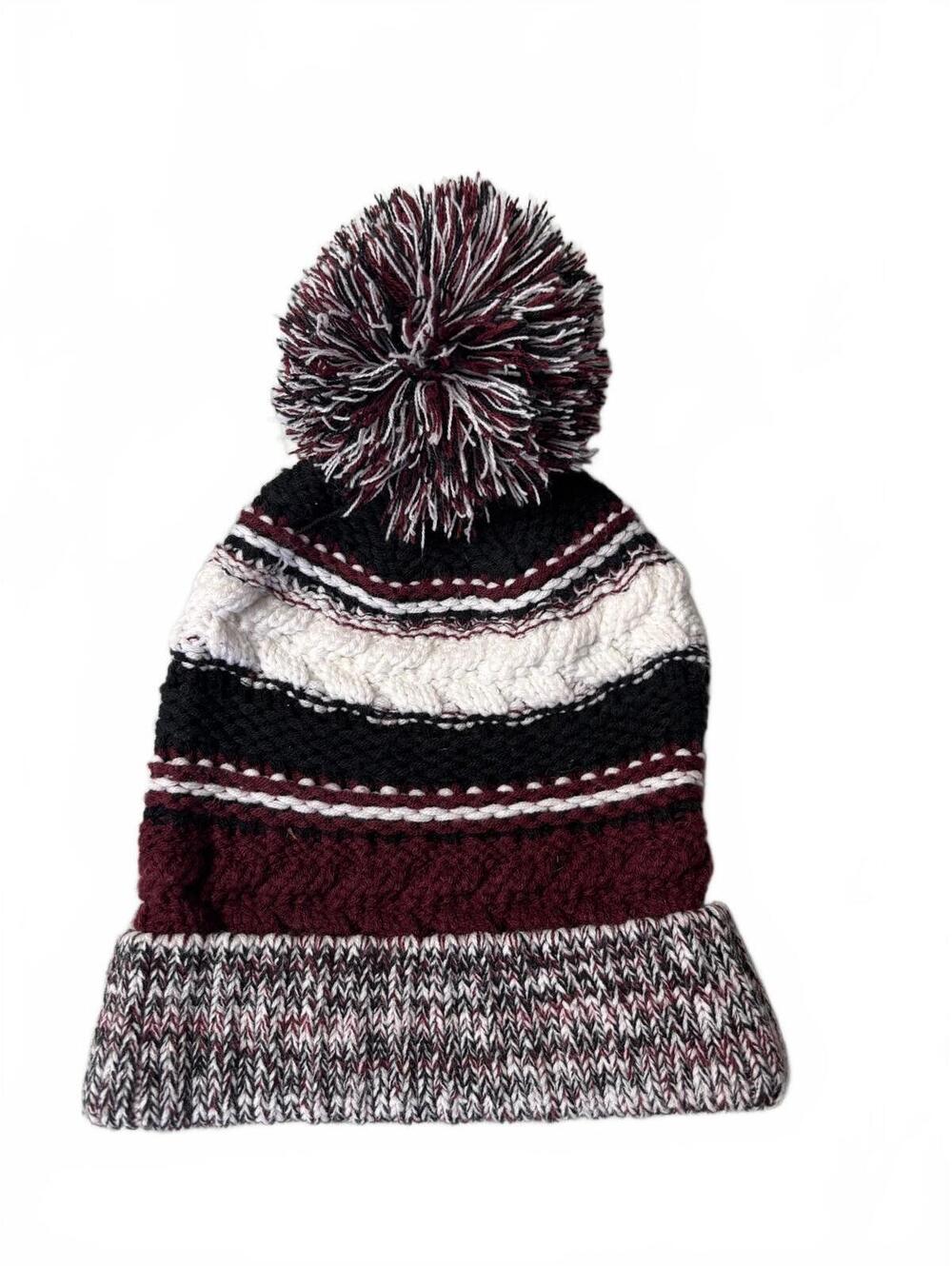 Multicolor Knit Pom Pom Beanie Winter Hat